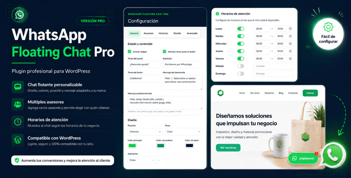 WhatsApp Flotante Chat Pro