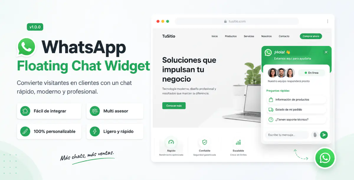 Widget de chat flotante de WhatsApp