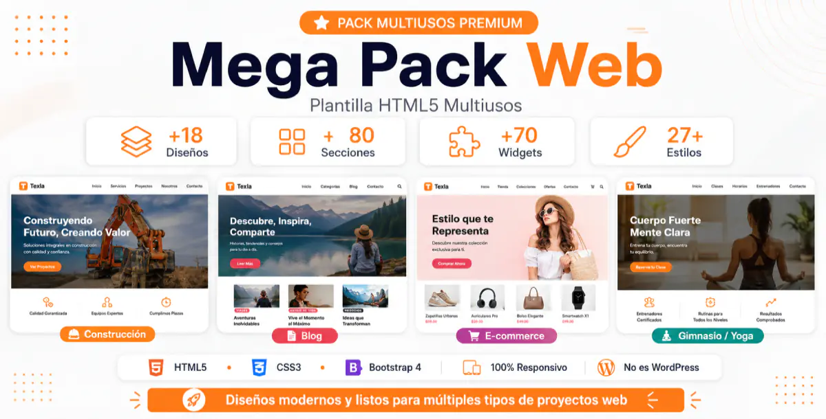 Mega Pack Web – Plantilla HTML5 Multiusos